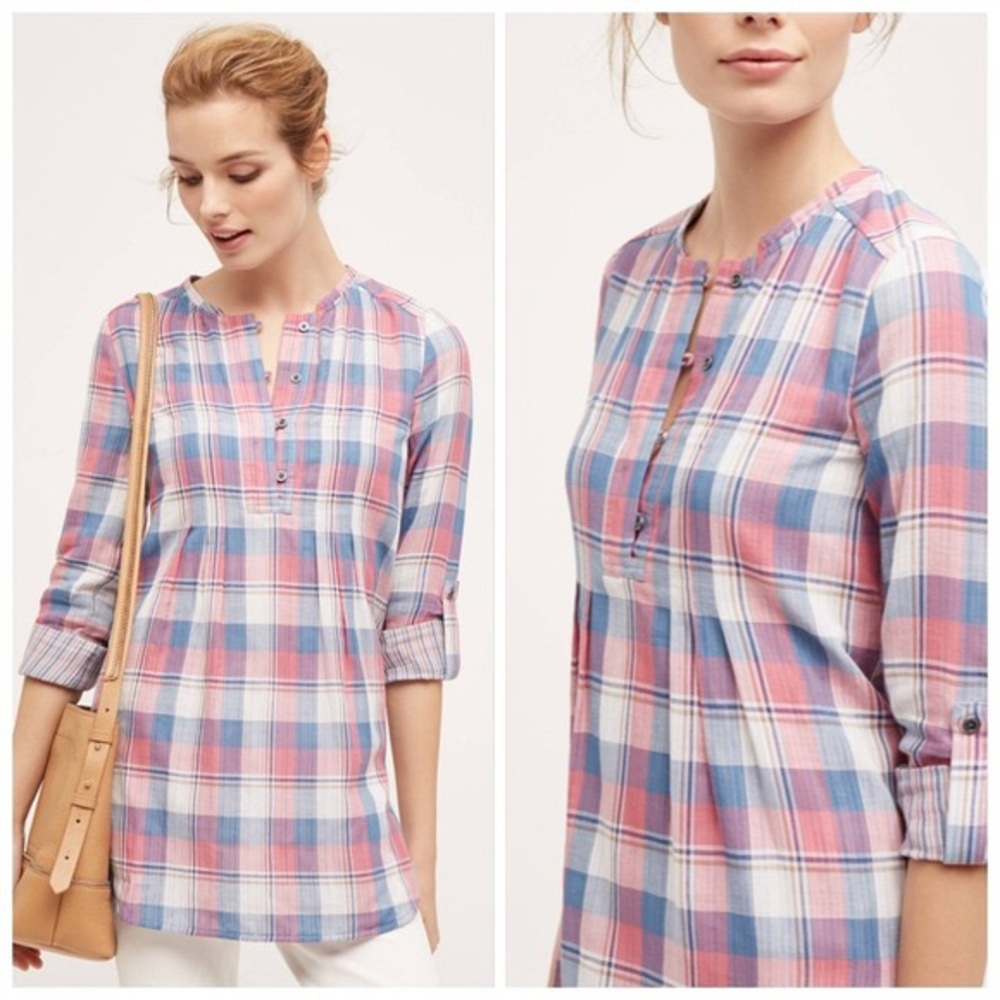 Anthropologie Holding Horses Plaid Tunic